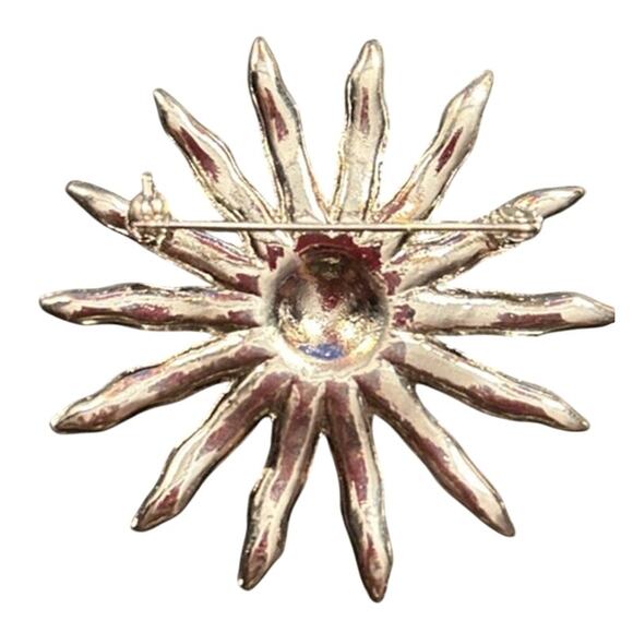 Ariana & Bardo Clear Rhinestone Large Silver Tone Sun Celestial Vtg Brooch 2" - Picture 3 of 3
